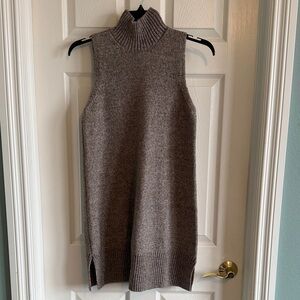 Free Assembly Elegant Sleeveless Turtleneck Sweater Tunic/Dress - Tan/Brown